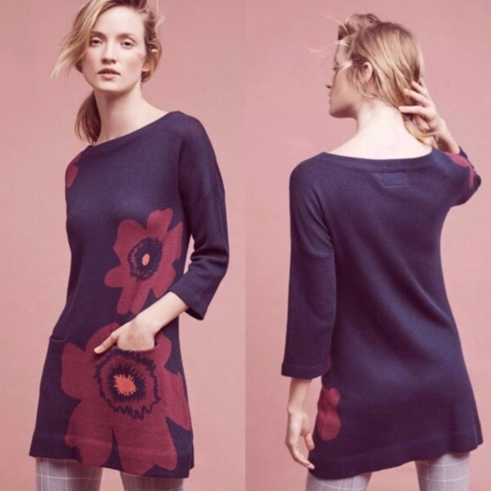 Anthropologie Navy and Red Mini Dress